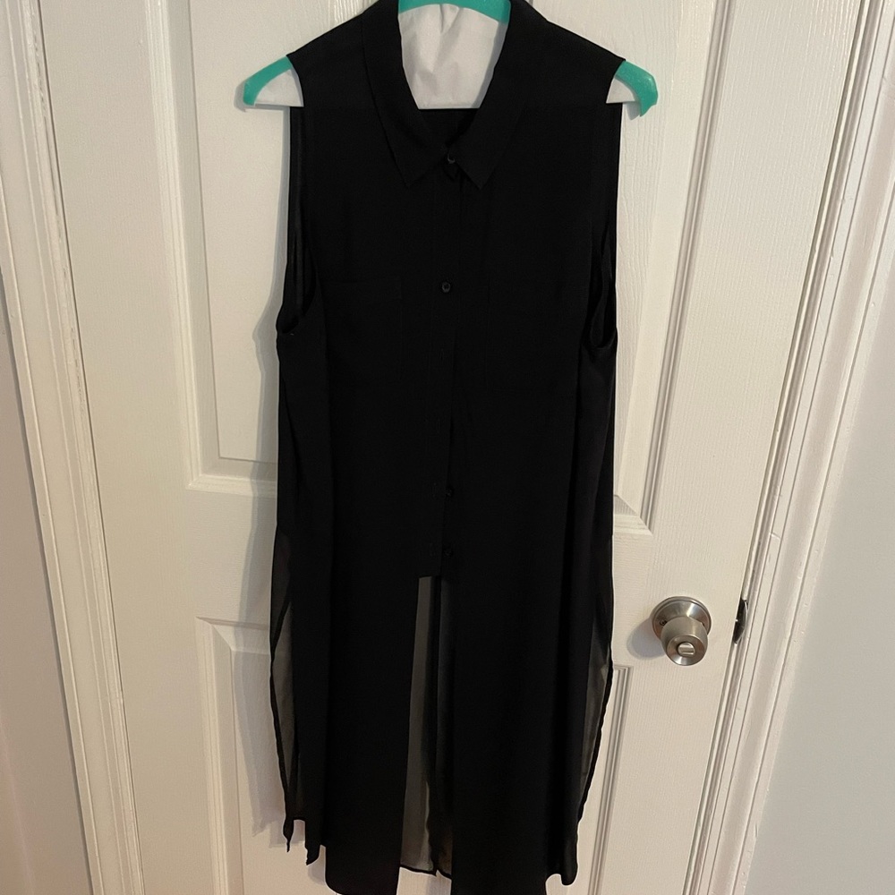 Bcbgeneration Collared High Low Black Button Down… - image 1